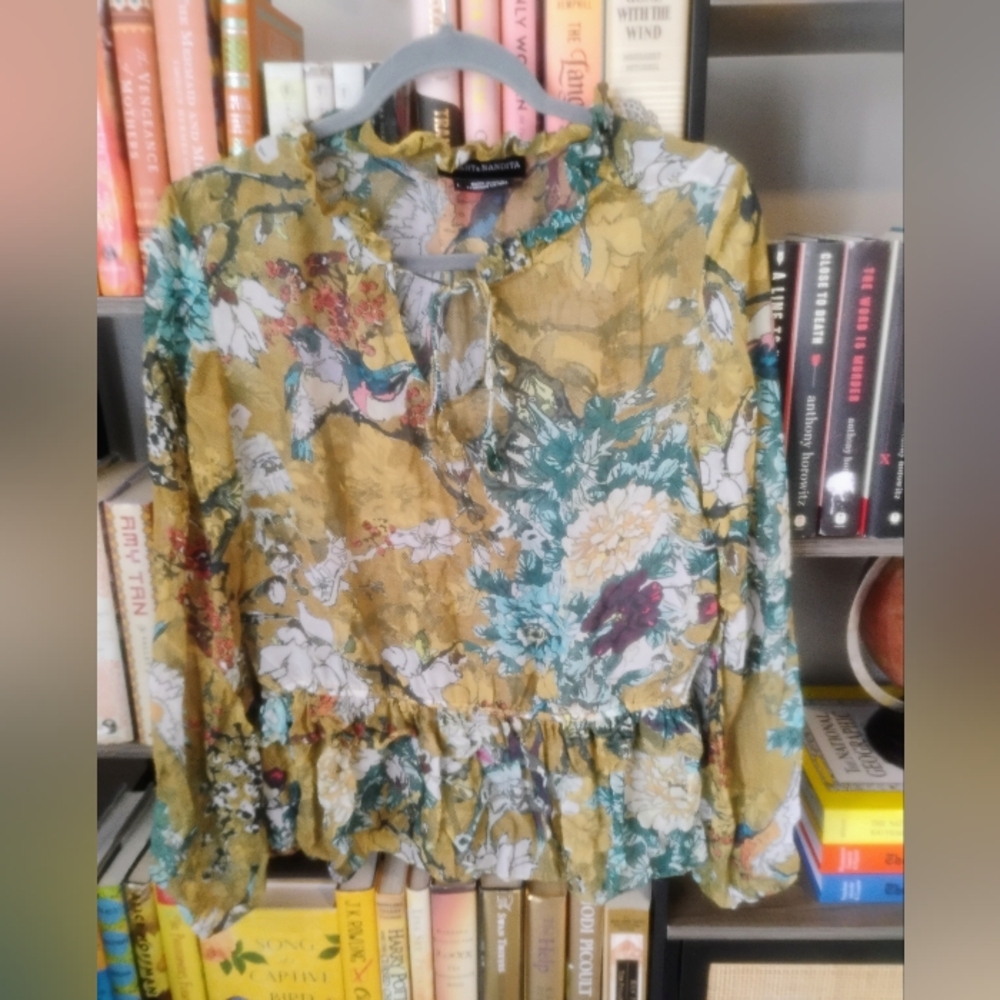 Pure Silk Gold Bird Hermant And Nandita Peplum Blouse